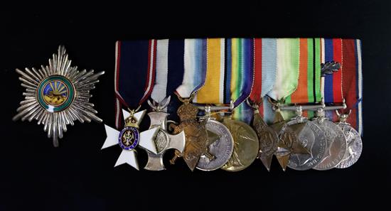 An important group of medals to Admiral Sir Geoffrey Alan Brooke Hawkins KBE, CB, MVO, DSC, with Lady Hawkins DCVO